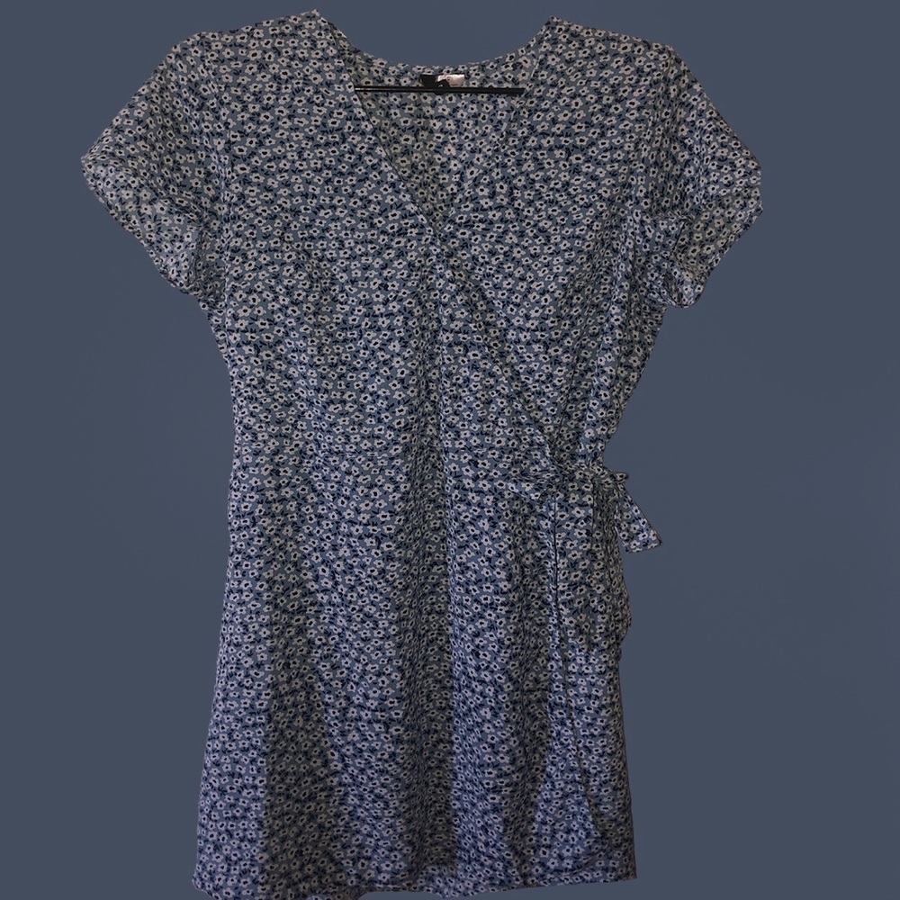 H&M Blue Floral Wrap Dress